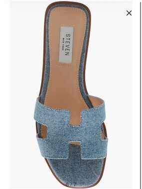 Steve Madden Light Blue Denim Slide Mules